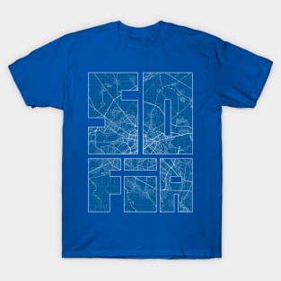 Sofia, Bulgaria Map Typography - Blueprint T-Shirt